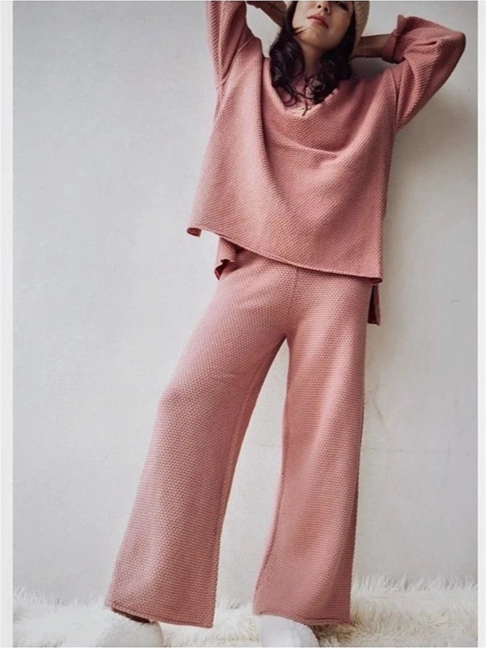 Free People FP Beach Hailee Sweater Set Pink Small
